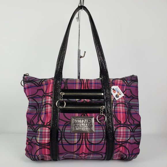 Coach Poppy Pink & Purple Plaid Purse